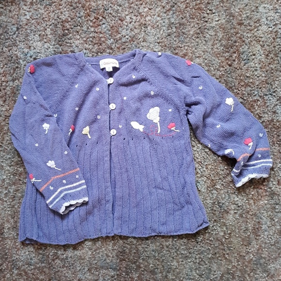 Catamini Spring Floral Knit Half Button Sweater - Picture 1 of 6